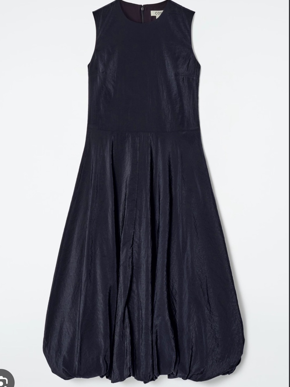 COS Navy Sleeveless Bubble-Hem Midi Dress